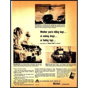 1951 Inco Nickel Company Vintage Print Ad Chemistry Pesticide Tug Boat Wall Art